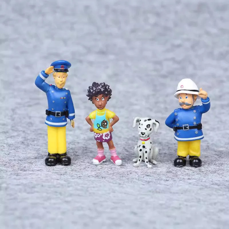 12Pcs/set Fireman Sam Cartoon Anime Fire Fighting Figure Cosplay PVC Model Doll Toys Boy Girl Toy for Kids Birthday Xmas Gift