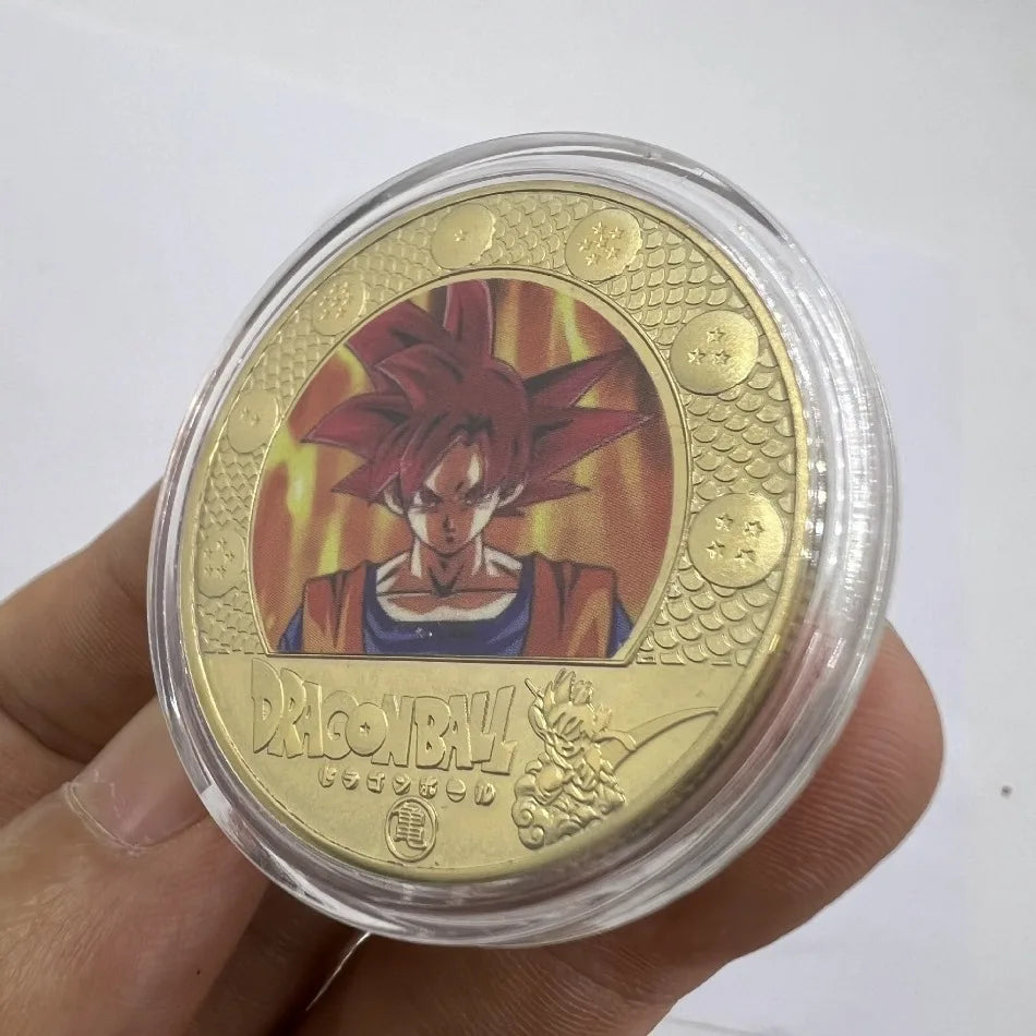 10CPS2026 New Dragon Ball Z 10th Anniversary Coin Keychain Metal Crafts Die-casting Sticker Badge Bag Pendant Accessories