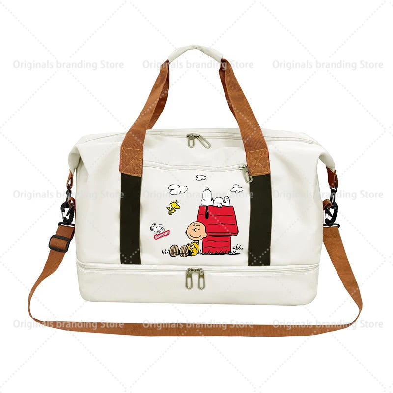 SNOOPY Travel Bag Anime Cartoon Women Waterproof Gym Sport Bag Fitness Handbag for Men Storage Bag Shoulderbag  birthday Gift