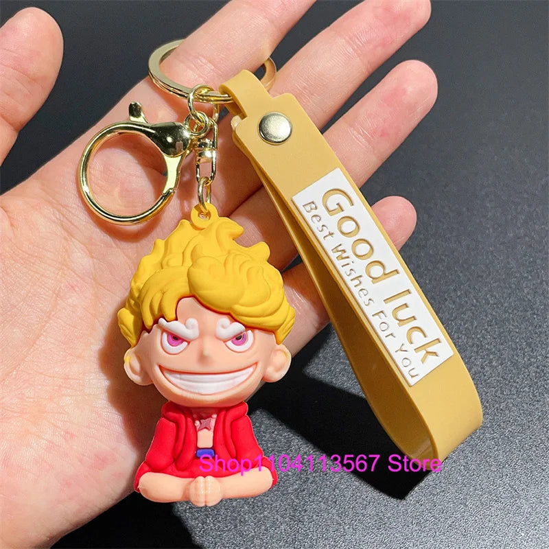 One Piece Luffy Keychain Monkey D. Luffy Roronoa Zoro Cartoon Character Ornament Key Bag Pendant Clothing Accessories