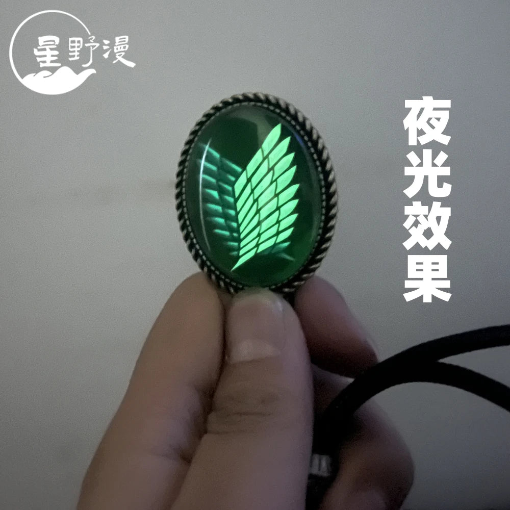 Anime Attack on Titan Shingeki No Kyojin Eren Jaeger Mikasa·Ackerman Hange Zoe Levi Ackerman Cosplay Noctilucence Necklace Prop