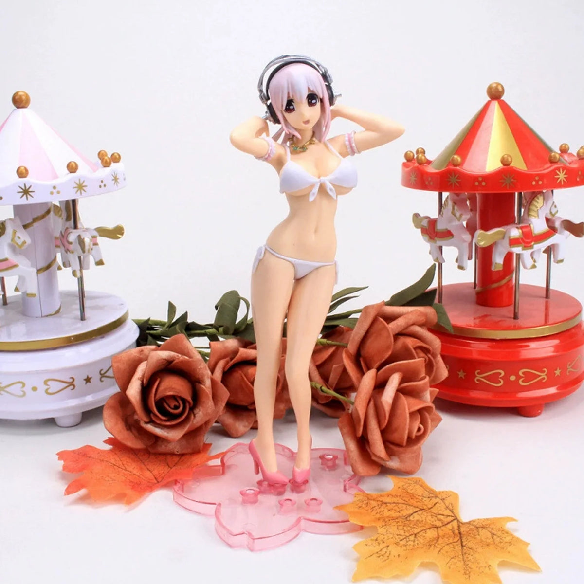 Rem Ram Emilia Anime Character Figure Statue, Detailed Painted Desktop Collectible Ornament for Shelf Display & Gifting