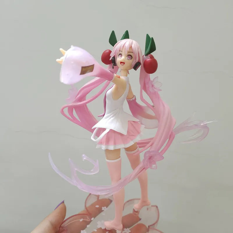 20cm Anime Virtual Singer Hatsune Miku Pink Sakura Fairy Tale Wonderland Kawaii Figure PVC Model Toys Doll Gifts