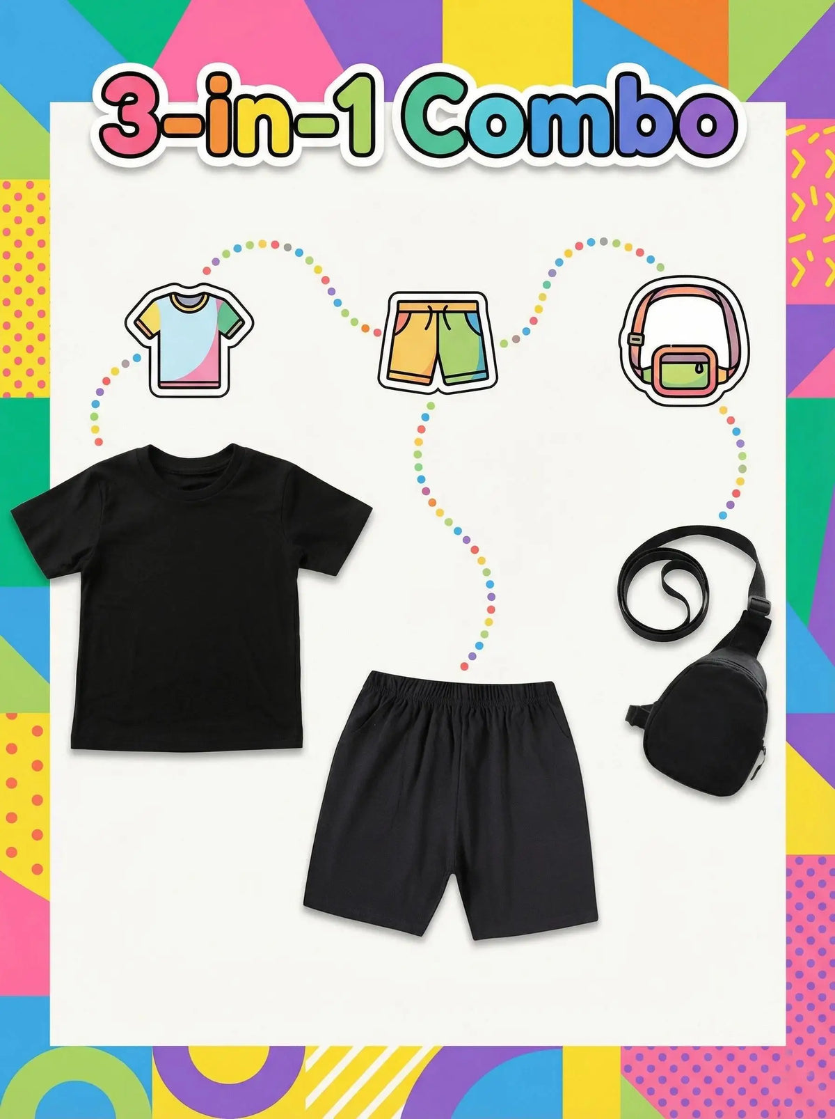 One Piece Chopper Anime Print Kids Cotton T Shirt Shorts Mini Chest Bag 3 Piece Set Boys Girls Casual Outfit
