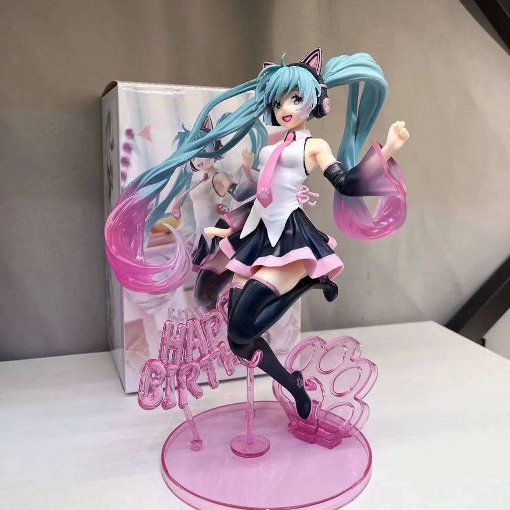 Anime Figure Collection: Hatsune Miku Statue Figurines and Case Widget
