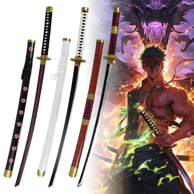 40inch Roronoa Zoro Katana Wooden Shanks Sword Anime Cosplay Prop Ninja Knife Real Size Japanese Katana Samurai Sabre Toys Gift