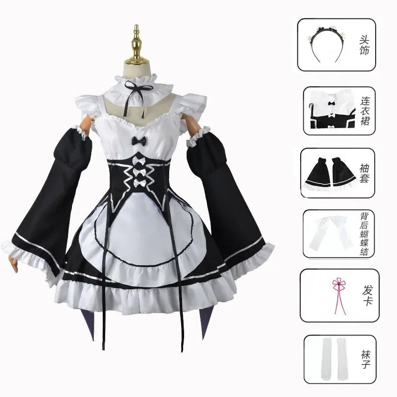 2026 Cosplay Costume Anime Re Life in A Different World From Zero Cos Dress Maid Outtift Full Set Women Christmas Halloween