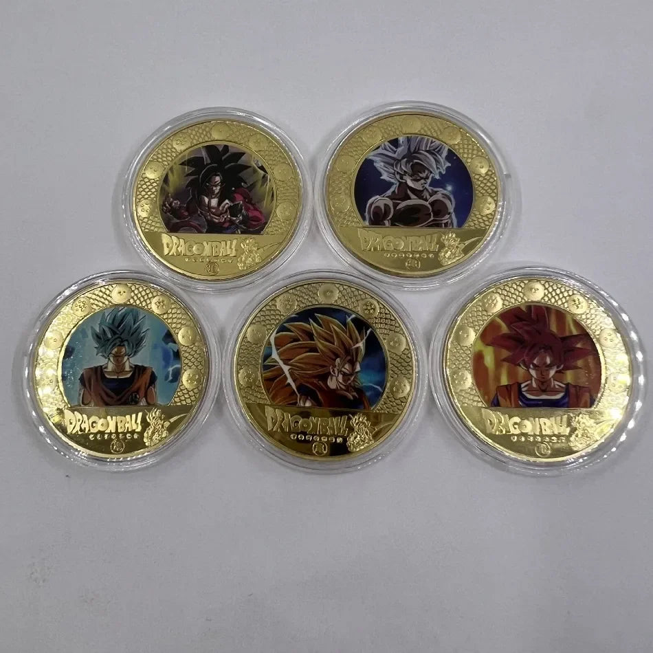 10CPS2026 New Dragon Ball Z 10th Anniversary Coin Keychain Metal Crafts Die-casting Sticker Badge Bag Pendant Accessories