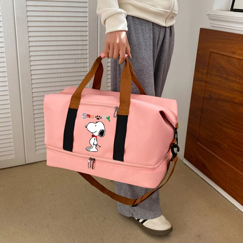 SNOOPY Travel Bag Anime Cartoon Women Waterproof Gym Sport Bag Fitness Handbag for Men Storage Bag Shoulderbag  birthday Gift