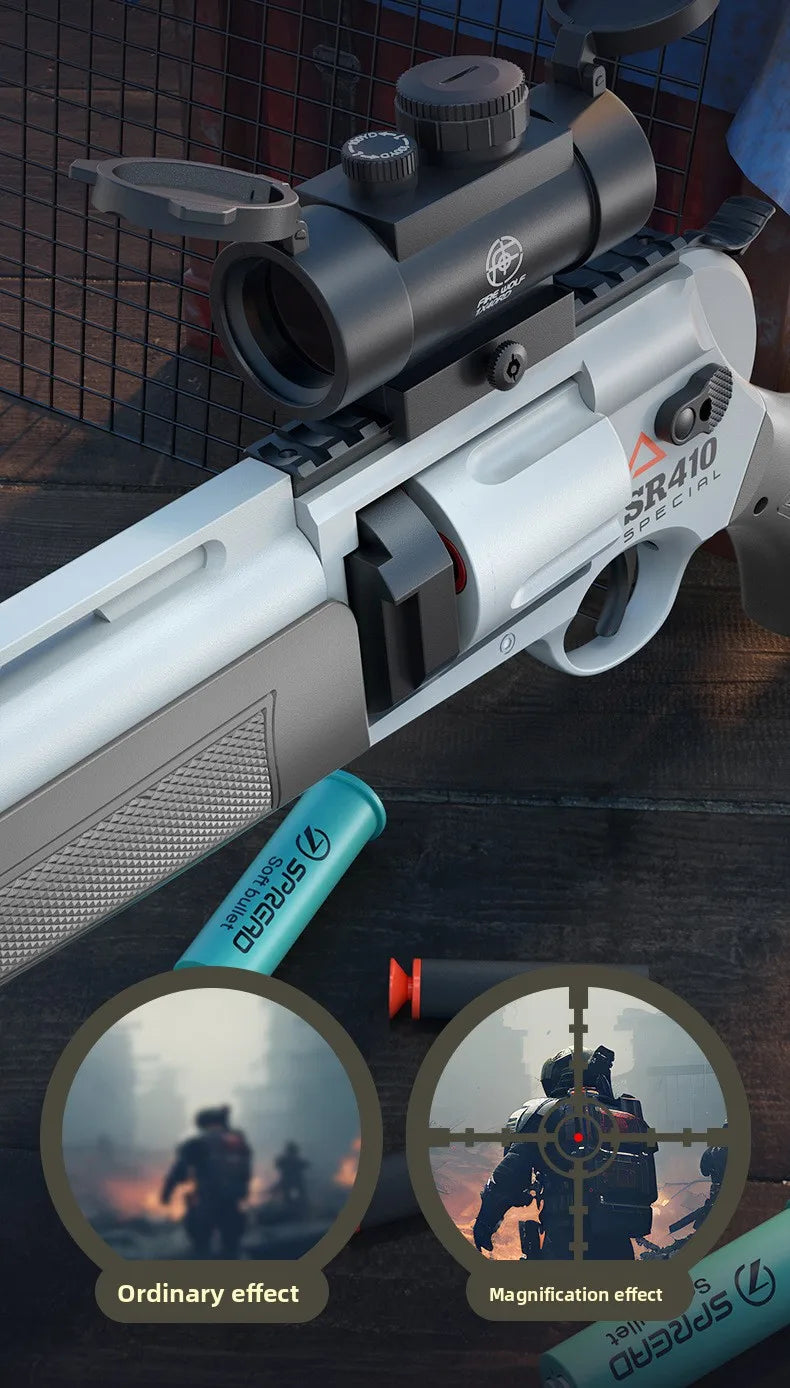 Shell Ejecting Soft Dart Revolver Toy Gun Rotatable Cylinder Manual Loading Foam Bullet Blaster Continuous Shooting Game Gift