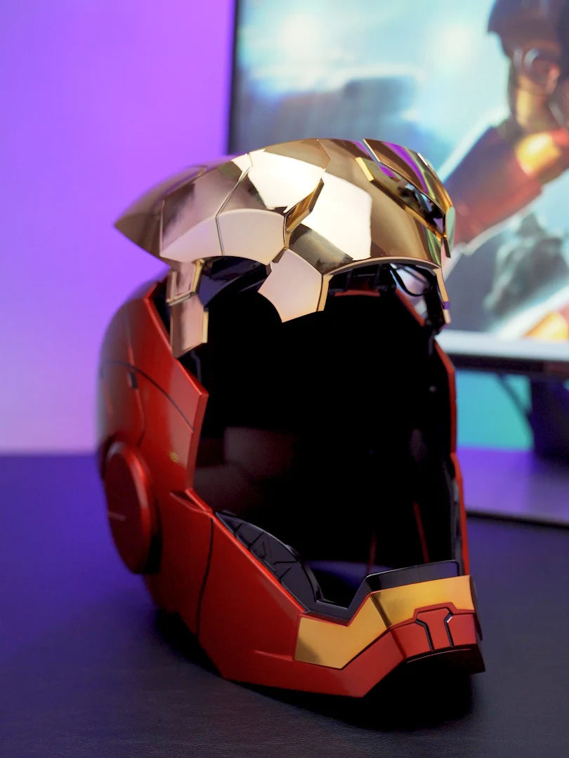 Marvel 1:1 Iron Man Mk5 Jarvis Helmet Remote Voice Control Auto Helmet Mask With Led Light Figure Boy Christmas Birthday Gift
