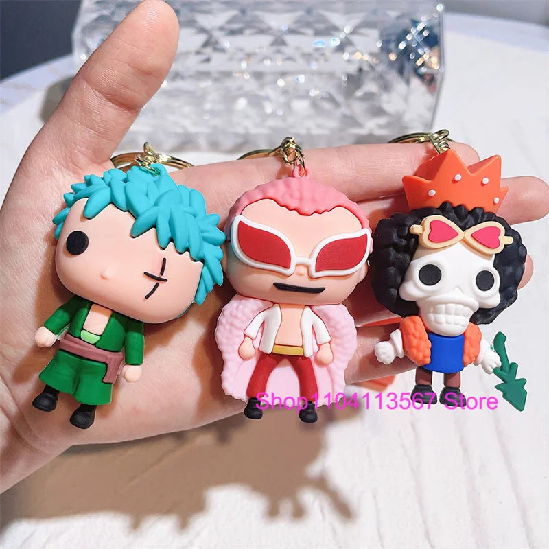 One Piece Luffy Keychain Monkey D. Luffy Roronoa Zoro Cartoon Character Ornament Key Bag Pendant Clothing Accessories