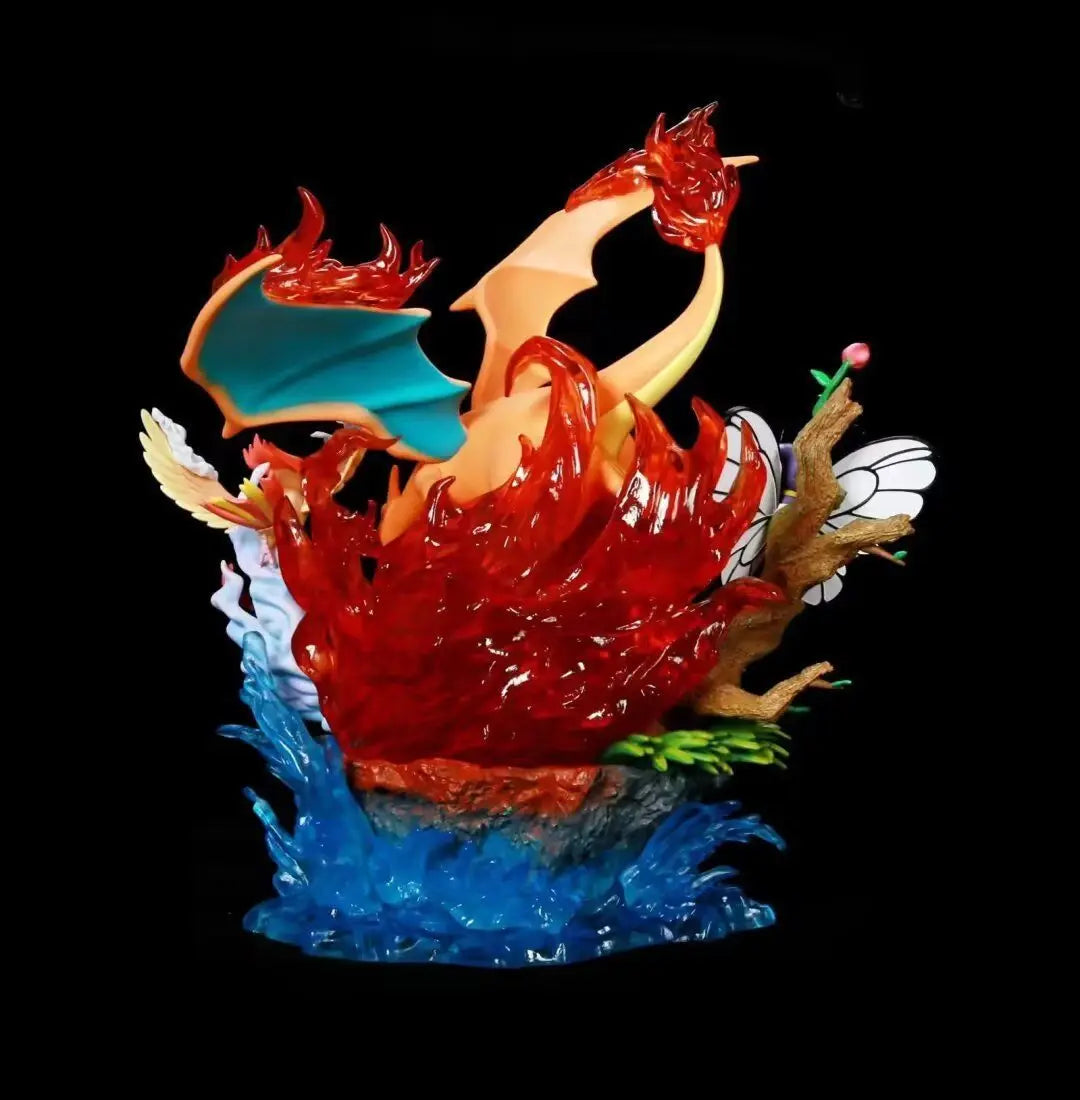 PokéMon Ash Ketchum Family Light Up Gk Anime Figure Charizard Squirtle Bulbasaur Collectible Model For Adult Collectors