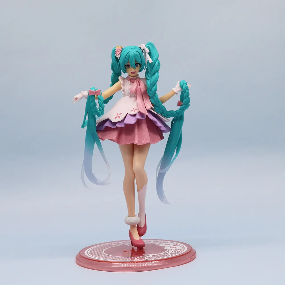 New Anime Hatsune Miku Action Figure Kawaii Collection Model Pink Sakura Kawaiii Doll Collectible Toys Cake Decor