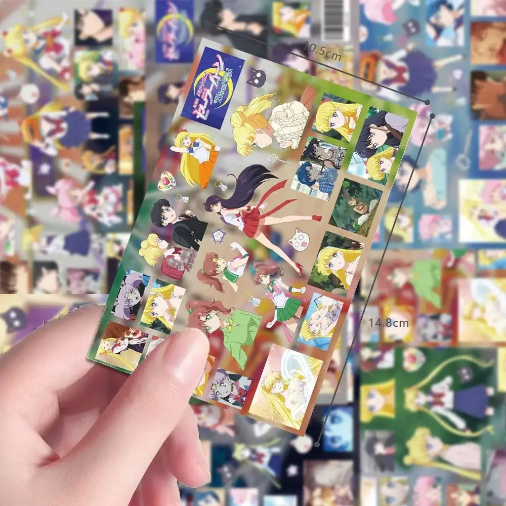 8 pcs Sailor Moon anime cut film cute girl heart water ice moon sticker kawaii cartoon animation collage waterproof sticker gift