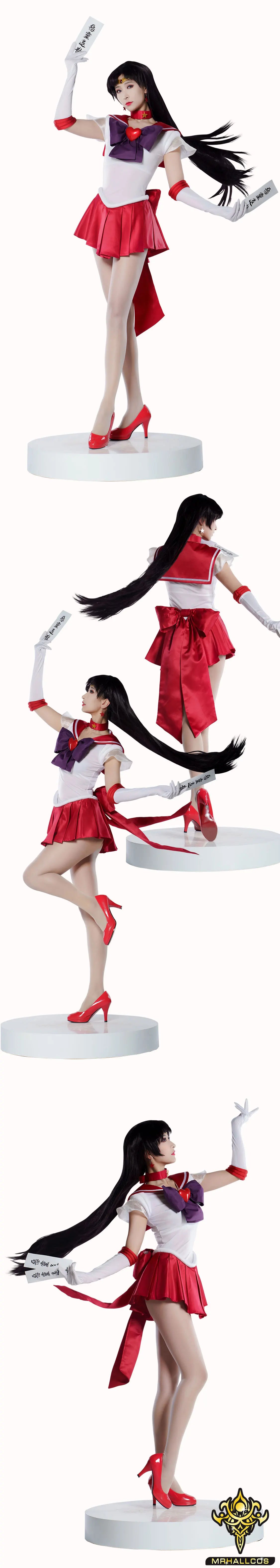 MRHALLCOS Anime Cosplay Sailor Mars Rei Hino Moon SuperS Crystal Dress Outfits Costume Halloween Party Kid Adult Women Plus Size