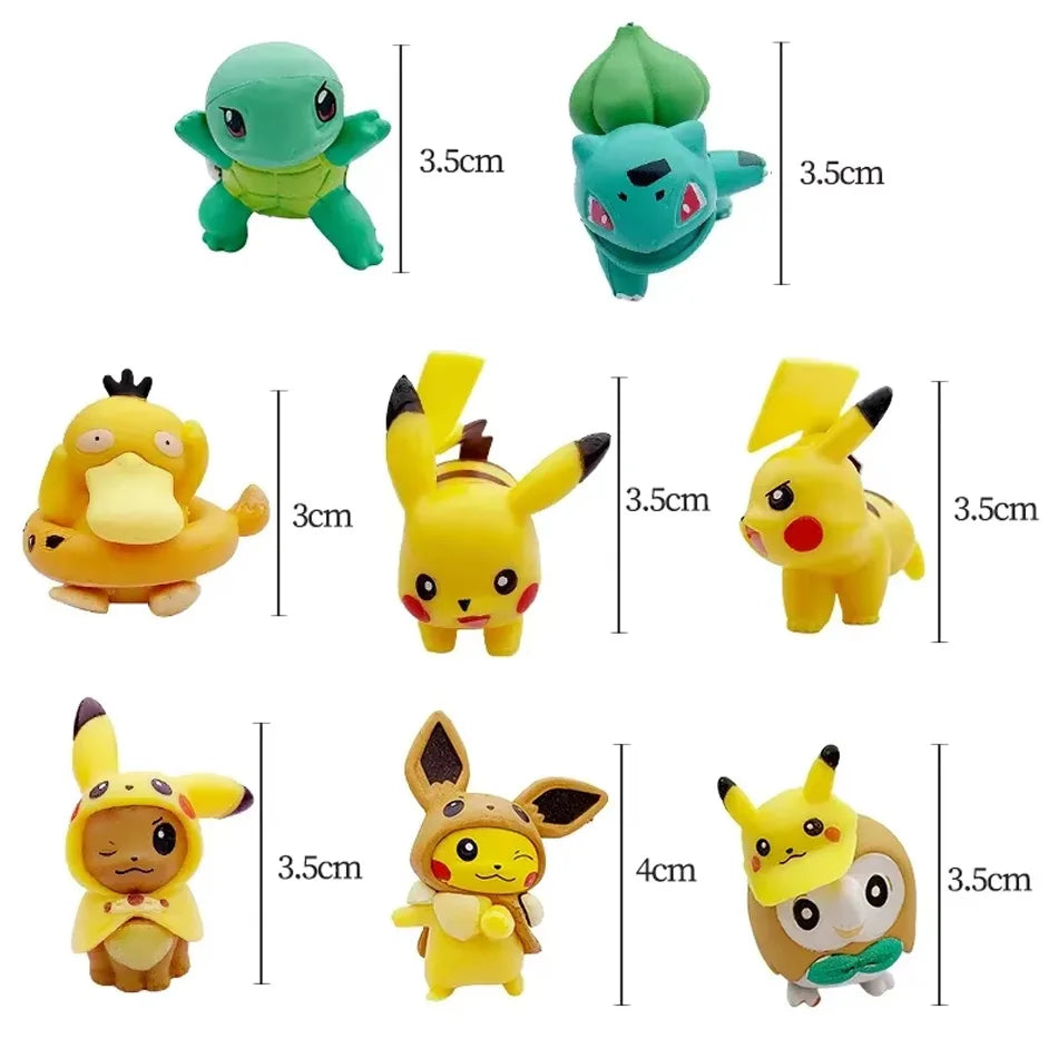8PCS Mini Figures Toys Psyduck Squirtle Bulbasaur Miniature Cake Succulents Ornaments Figure Props