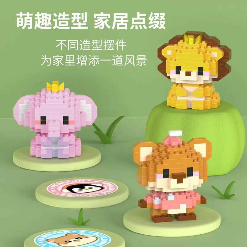 Micro Diamond Blocks Mini Animals Classic Pet tiger lion Model Building Creative Bricks Kids Toys Cartoon elephant bear horse