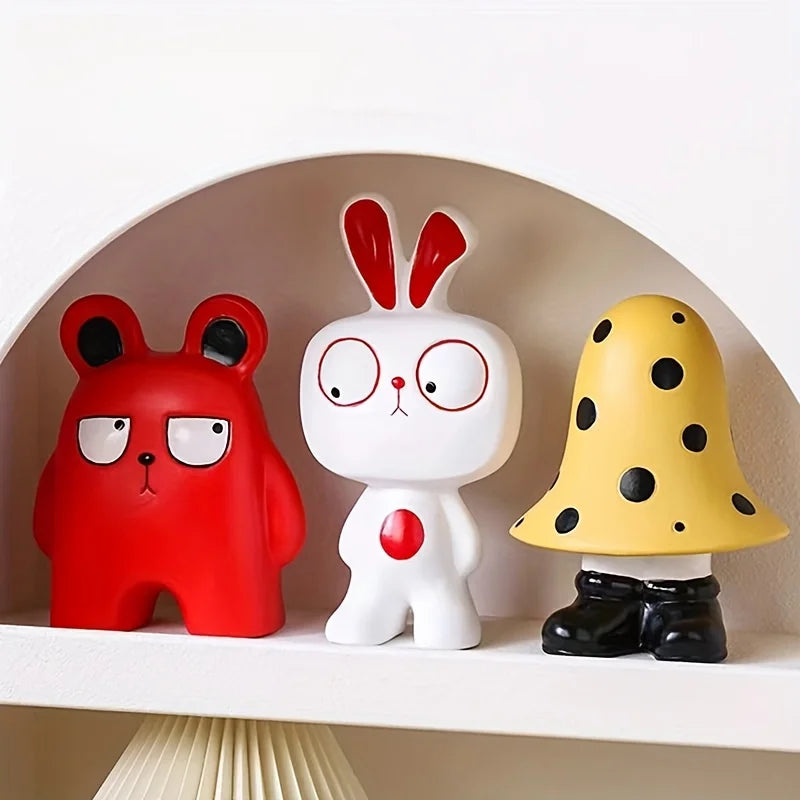 Funny Bear Bunny Sculpture Ornaments Desktop Ceramic Figure Gift Home Decorations for Desk Cabinet Bookshelf Counter All Styles