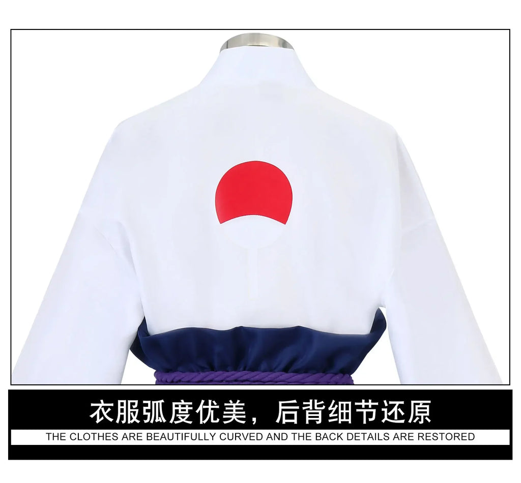 Uchiha Sasuke Cosplay Costume Set - Anime Hokage Shippuden Third Generation Gray Top Suit Wig for Halloween
