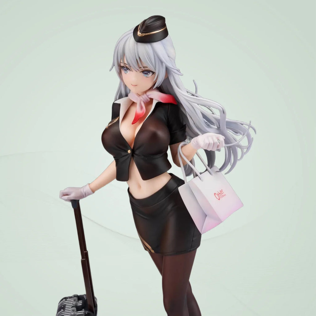 Original Painting of Beautiful Anime Handmade Decoration Stewardess Su Yuan Shizhi Uniform Animation Handmade Model