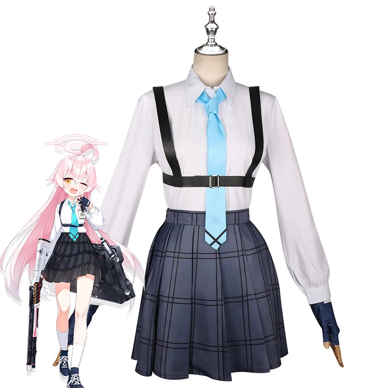 Takanashi Hoshino Costume Game Blue Archive Cosplay School JK Uniforms Top Skirts Wig Outfit Carnival Party Women Man Anime Suit