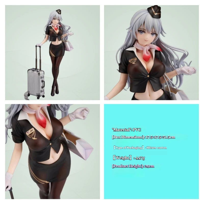 Original Painting of Beautiful Anime Handmade Decoration Stewardess Su Yuan Shizhi Uniform Animation Handmade Model