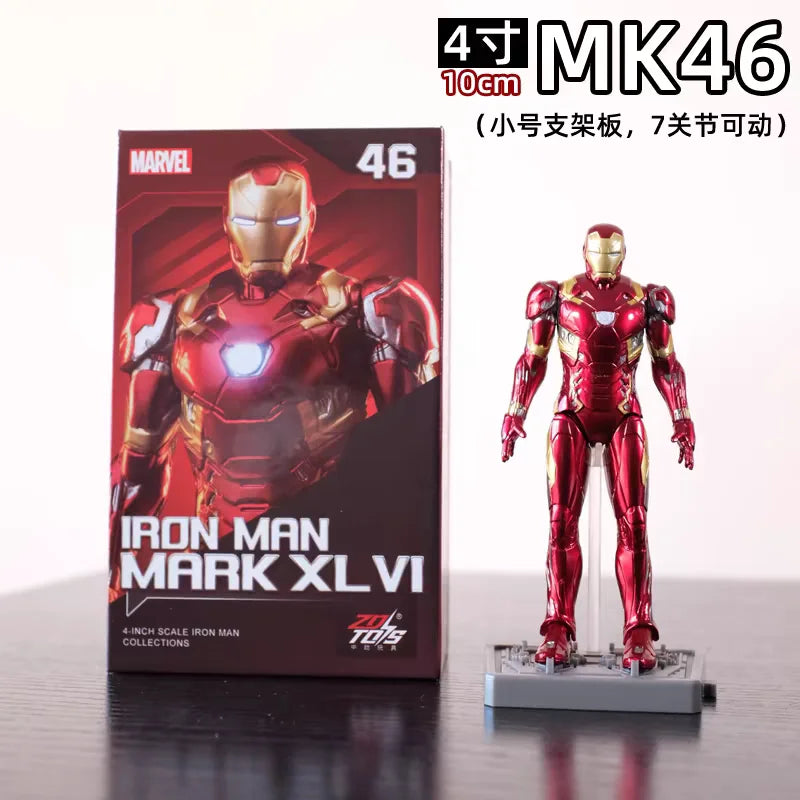 ZDTDS Original Iron Man 4 Inch MK42 MK43 MK45 MK46 MK50 MK85 Mark Action Figure Marvel Legend Avengers Tony Stark Toy Model Gift