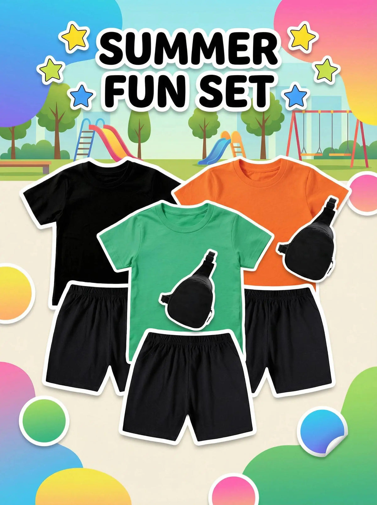 One Piece Chopper Anime Print Kids Cotton T Shirt Shorts Mini Chest Bag 3 Piece Set Boys Girls Casual Outfit