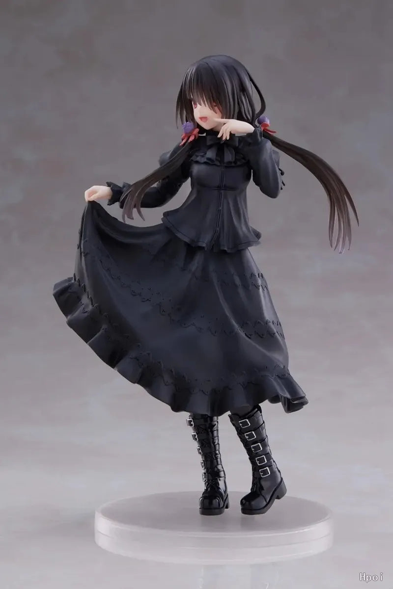 18CM DATE A LIVE Tokisaki Kurumi Anime Figure Cute Girl Model Toy PVC Black Dress Dress-Up Standing Model Car Interior Ornament