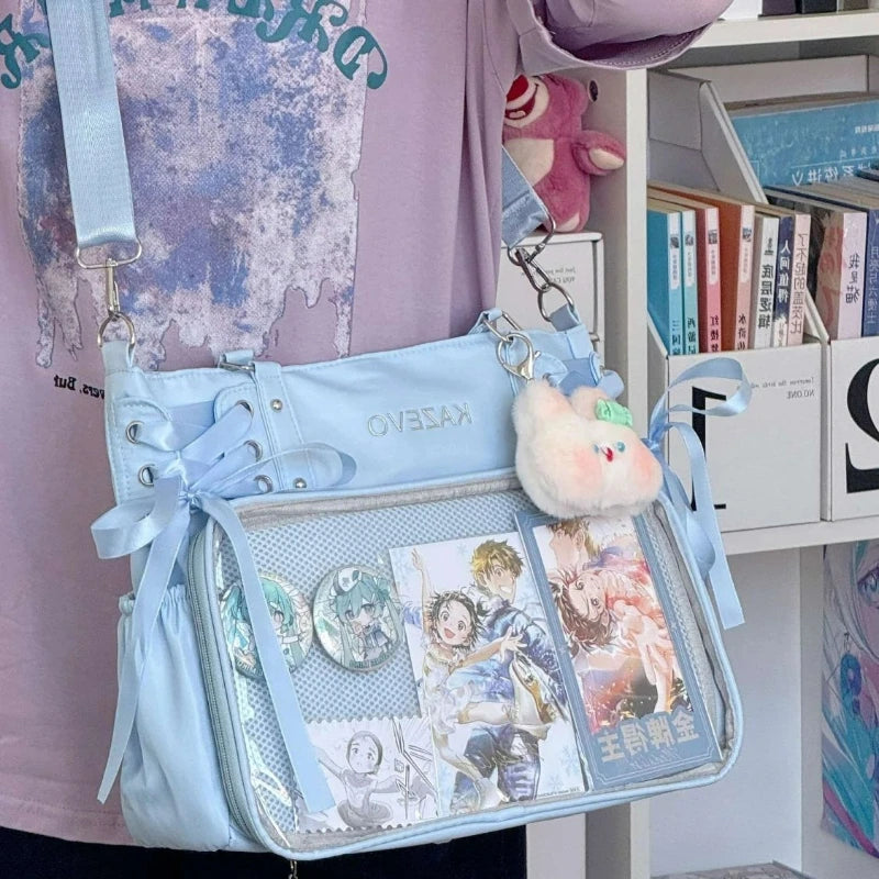 Japanese Harajuku Sweet Girl Ribbon Ulzzang Ita Bag Y2K Large Capacity Tote Bag Women Preppy Style Jk Uniform Shoulder Bag