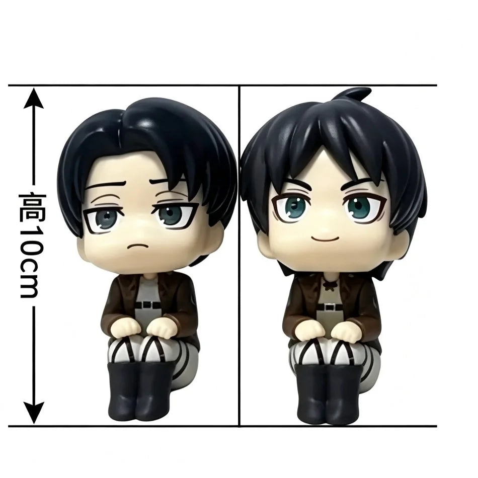 10cm Anime Attack on Titan Figure Look Up Levi Ackerman Action Figures Q Version Eren Jaeger Figurine PVC Collection Model Toys