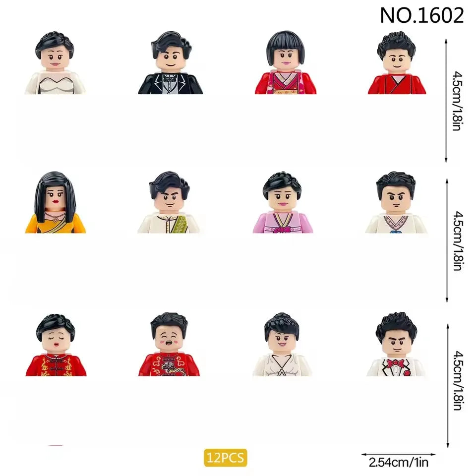 Kids 3D Family Figures Set Building Blocks City Worker Fireman Doctor Dolls Bricks Educational Toys For Children Birthday Gift