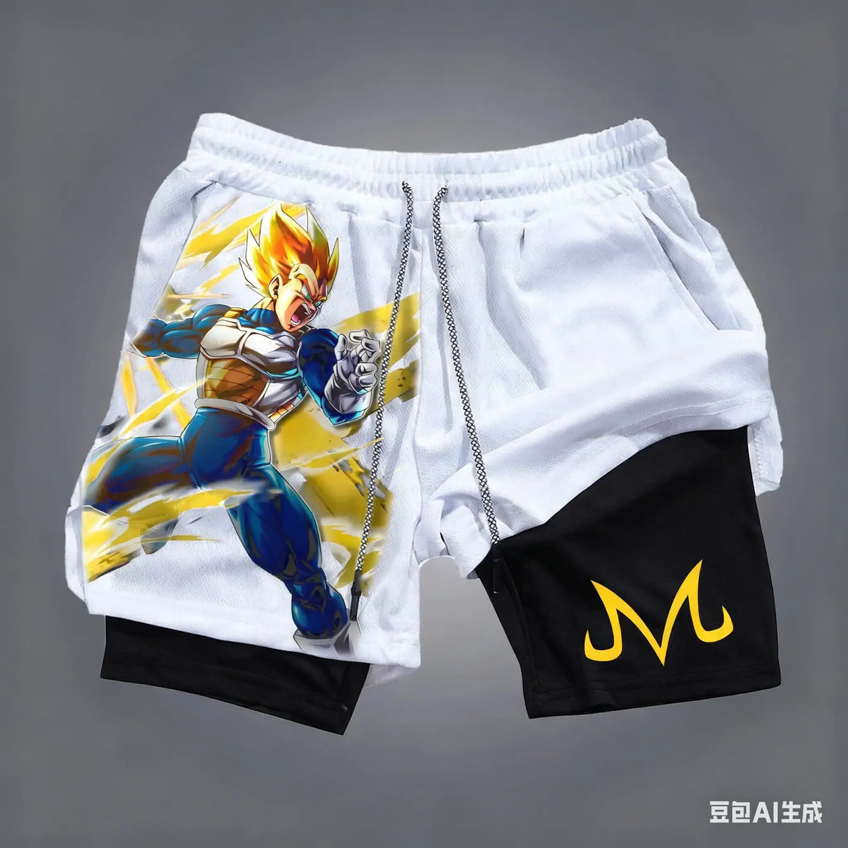 Dragon Ball Men's Double-layer Shorts Broly Summer Anime Fake Two-piece Sports Fitness Quick-drying Shorts Trendy Y2k Pants
