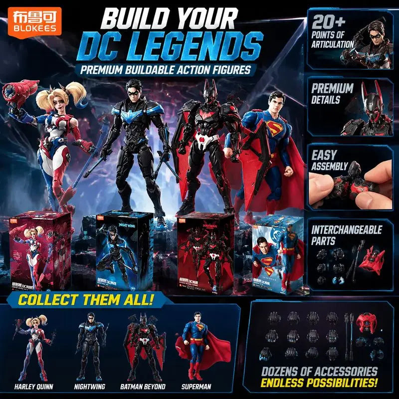 Blokees Dc Universe Champion Class Building Model Kit Superman Harley Quinn Nightwing Batman Beyond Diy Collectible Action Figur