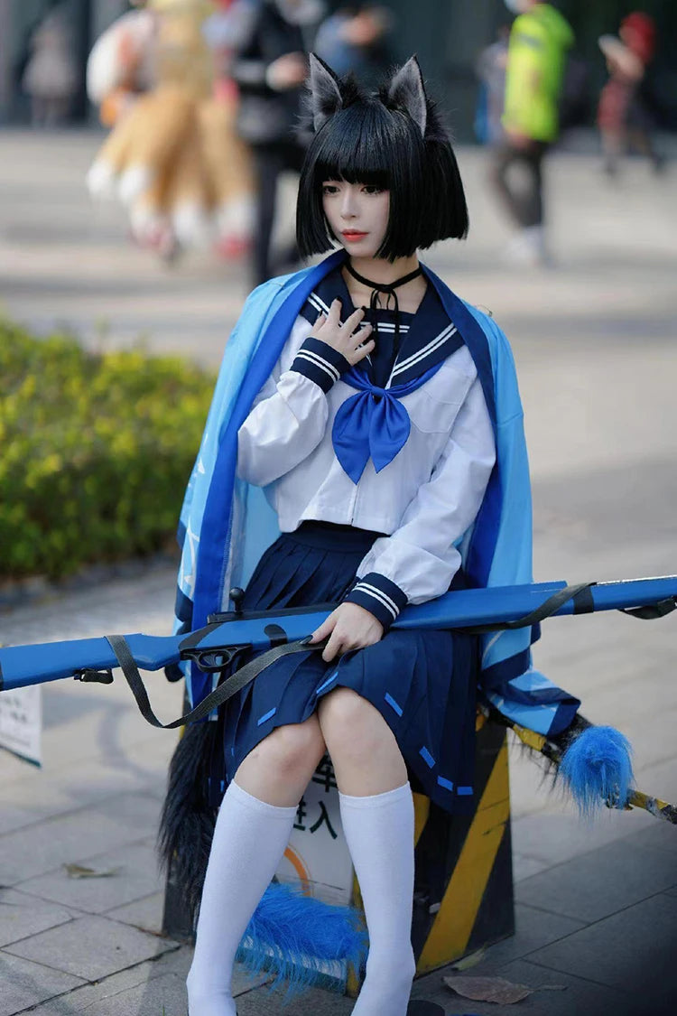Game Blue Archive Cosplay Tongsheng Kikyou Costume Sailor Cape Cartoon Anime Dress Ear Headwear Wig JK Uniform Top Skirts Kimono