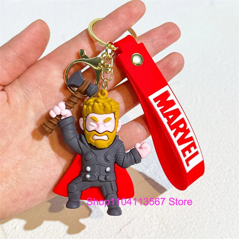 New Q Style Spider Hero Keychain Cartoon Super Heroes Deadpool Cute Doll Keyring Ornament Key Chain Pendant Kids Toys Gifts