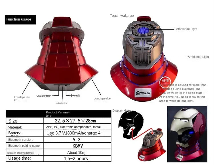 Marvel 1:1 Iron Man Mk5 Jarvis Helmet Remote Voice Control Auto Helmet Mask With Led Light Figure Boy Christmas Birthday Gift