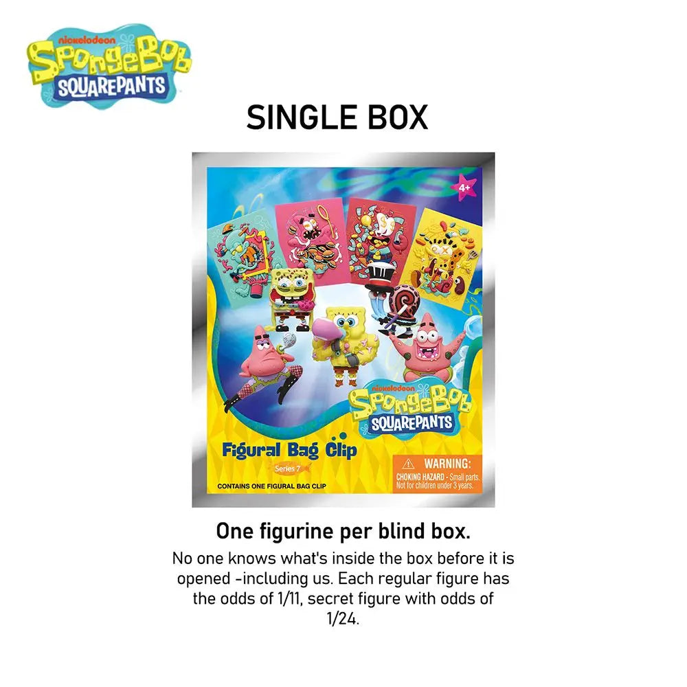 Random 1PC SpongeBob Officially Licensed PVC Blind Bag 3D Figure Bag Clip Keychain SpongeBob Patrick Squidward Collectible Toys
