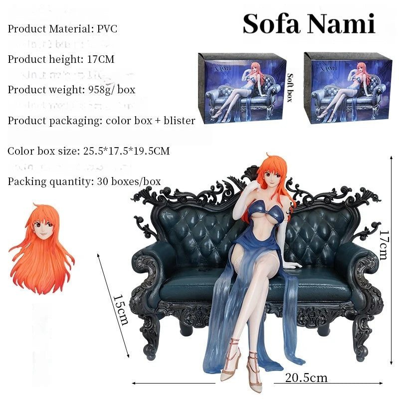 One Piece Wang Nami Suit Mob Series Fourth Round Sofa Nami Handmade Statue Desktop Ornament Birthday Gift Quality Simulation