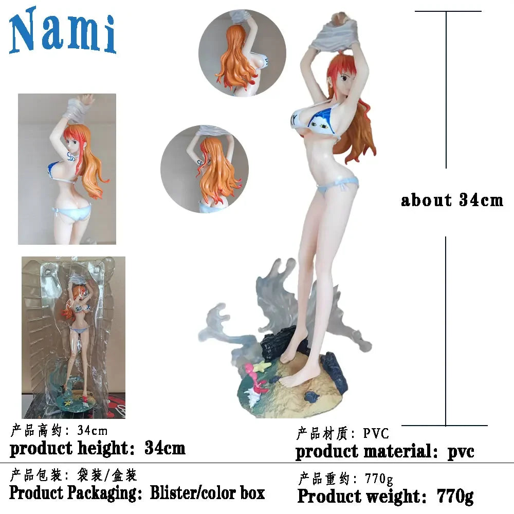 34cm/13.38in One Piece Anime Nami Figure Model Gk Statue Collectible Display for Desktop Decoration