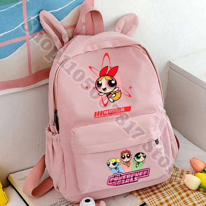 Kawaii The Powerpuffs Girls Anime Cute Schoolbag Student Cartoon Casual Backpack Fashion Book Bag Stationery Storage Pouch Gifts