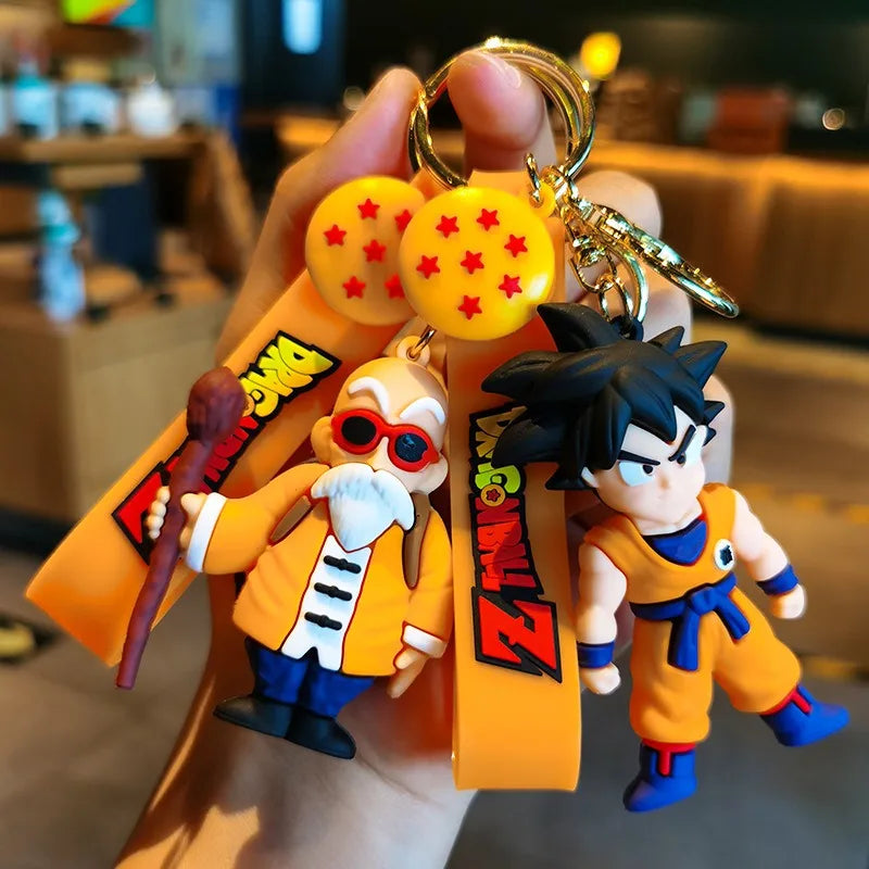 Anime Dragon Ball Keychain Fashion Son Goku Vegeta Piccolo Dragon Ball z Resin Action Figures PVC Key Ring Bag Pendant