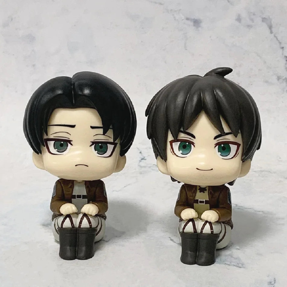 10cm Anime Attack on Titan Figure Look Up Levi Ackerman Action Figures Q Version Eren Jaeger Figurine PVC Collection Model Toys