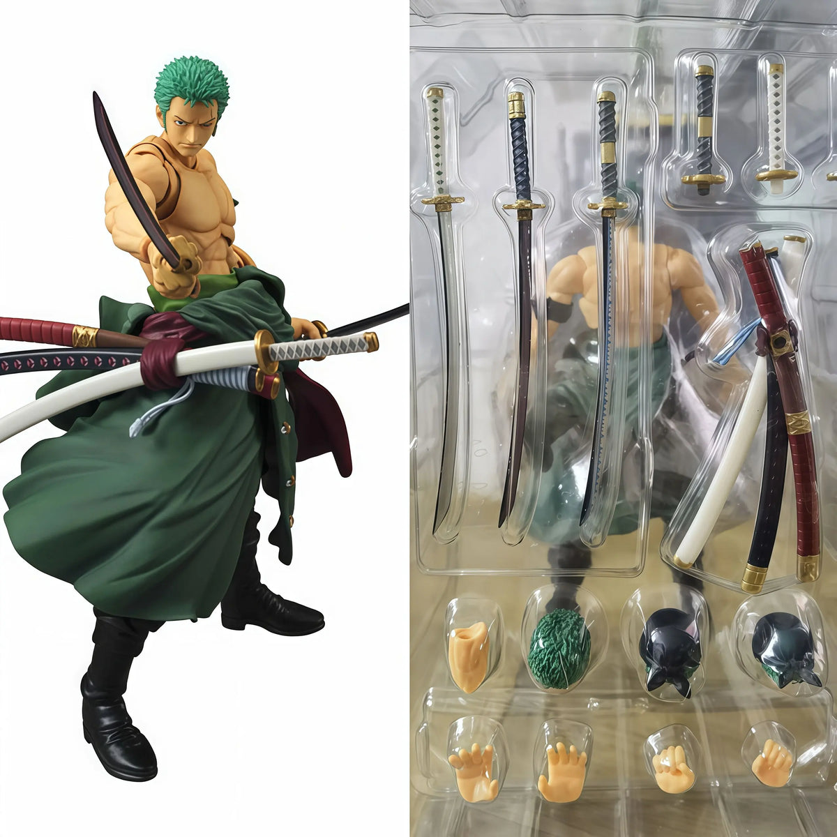 One Piece Zoro Action Figure Model Toys Kit With Multiple Swords Accessories Movable Joints Anime Collectible Ornament Gifts