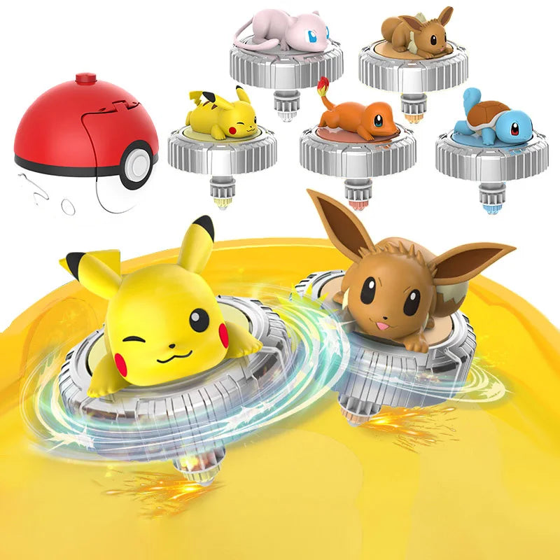 Pokemon Arena Set Spinning Top Ball Game Battle Pokeball Box Anime Figure Pikachu Charmander Squirtle Mew Eevee for Toy Child