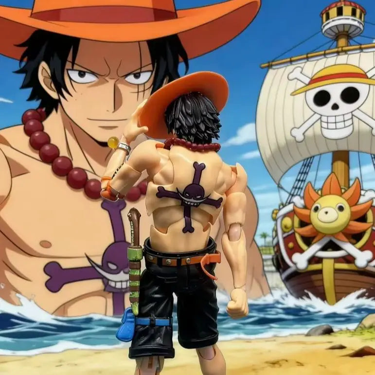 Bandai SHF One Piece Fire Fist Ace Action Figure - Collectible Model Toy Doll Ornament for Birthday Gift