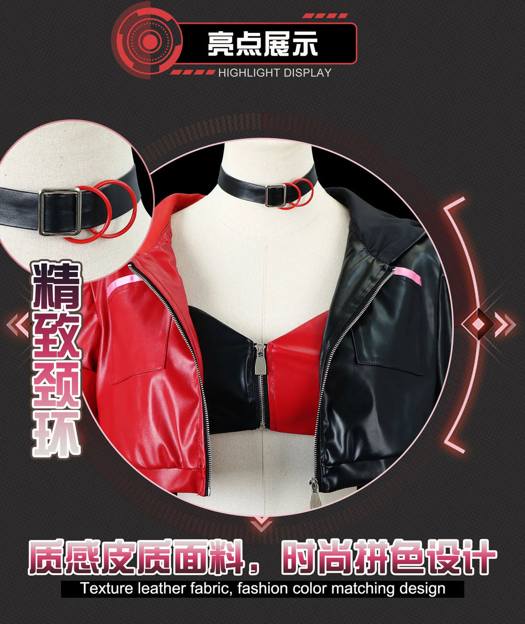 Suicide Anime Quinn Cosplay Costume Wig Faux Leather Jacket With Hats Shorts Bra Choker Gloves Belt Daily Wear Halloween