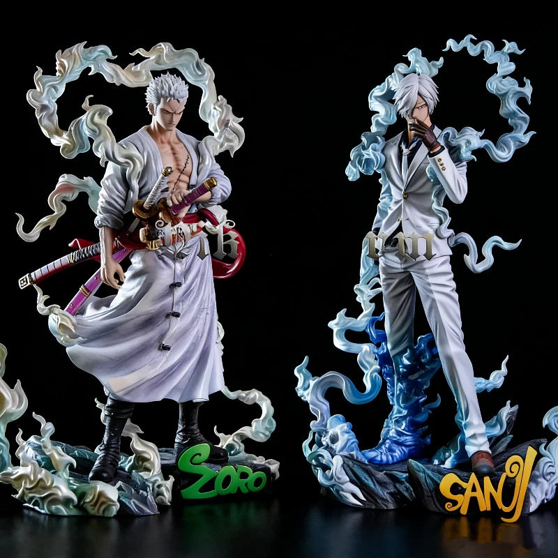 One Piece Nika Sanji Nika Zoro 28cm Anime Figure Two Headed Statue With Base PVC Collectible Model Toy Desktop Ornament Boy Gift