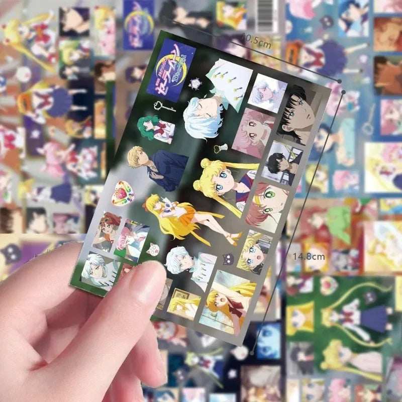 8 pcs Sailor Moon anime cut film cute girl heart water ice moon sticker kawaii cartoon animation collage waterproof sticker gift